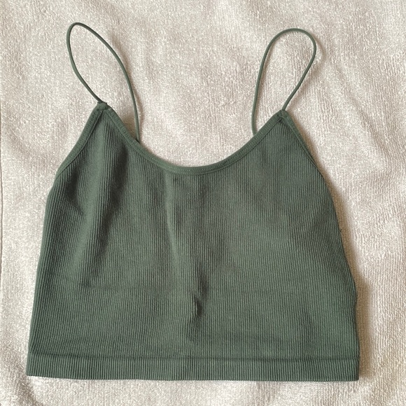 2/$12 Crop Tops - White & Forest Green - Picture 1 of 2